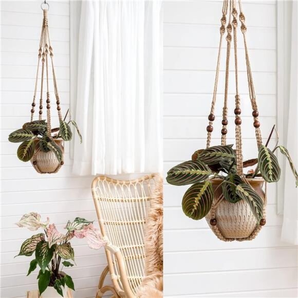 3 Pack Macrame Plant Hangers Indoor Different Size Hanging Planter Basket - Picture 12 of 14